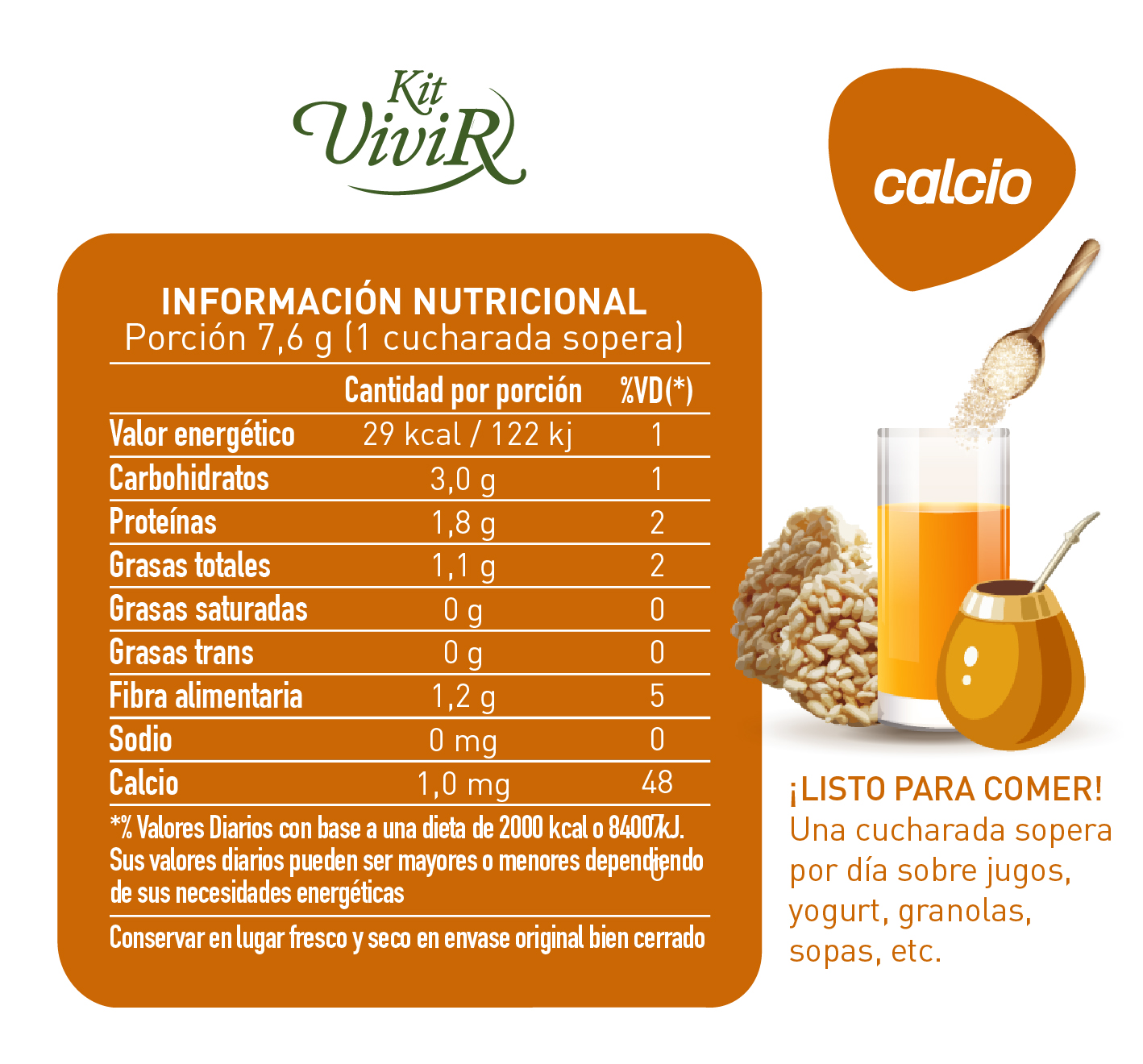  Kit Vivir Calcio Mix Merienda (Fortalece Los Huesos) 250Gr Informacion Nutricional